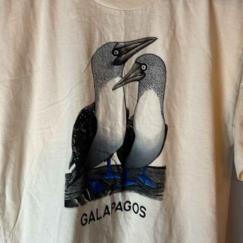 Vintage Charles Darwin Galapagos Islands Blue Footed Booby T-Shirt Men’s Large